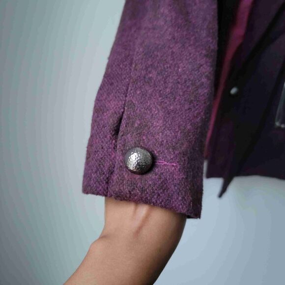 Vintage Tulle Womens Belted Double Breasted Jacket With Zip Pockets Small - Picture 5 of 6